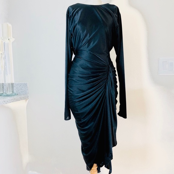 NIGHT MOVES rushed black vintage cocktail elegant Dress S - Picture 5 of 10